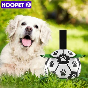 HOOPET Cão Brinquedos Interativos animal de Estimação de Futebol Brinquedos com Guias de captura de Cão ao ar livre de formação de Futebol de Estimação Mordida Mastigar Bolas de acessórios para Cães