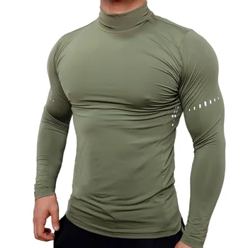 Compressão de Camisas dos Homens de Treino de Fitness de Manga comprida T-shirt de Treinamento de Ginástica Tops Muscle Tees