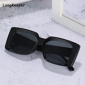 A marca de Óculos de sol Quadrado Mulheres Gradiente Retângulo de Óculos de Sol Feminino Masculino Vintage Elegante Rebite Preto Óculos de Viajar UV400