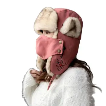 Doitbest -40℃ mulheres de chapéu de Inverno de peles bombardeiro chapéus Permeável de Espessura quente mulheres ao ar livre do skiing bonito cão, gato de Máscara facial Earflap chapéu