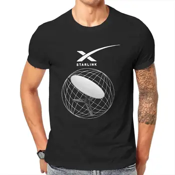 SpaceX Starlink, T-Shirts dos Homens do Algodão Puro Vintage T-Shirt em torno do Pescoço T-Shirt de Manga Curta Roupas 4XL 5XL 6XL