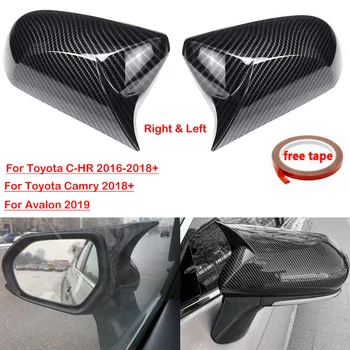 Chifre Olhar de Carbono Carro a Vista Lateral Espelho Retrovisor capas Guarnição Adesivo Para Toyota Camry 2018+ Para Avalon 2019 C-RH 2016-2018+
