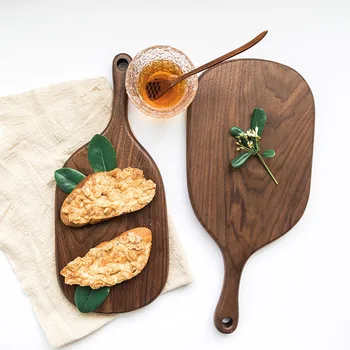 Pintada à mão-feito black walnut de experimentação de cozimento tábua de madeira maciça com alça de madeira placa de corte de madeira para churrasco bandeja