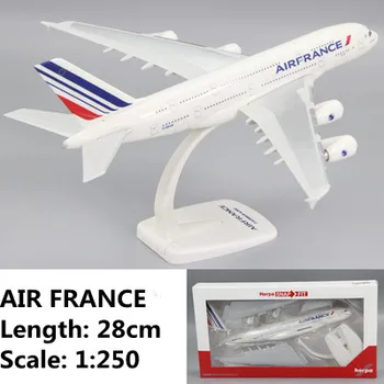 28CM 1:250 Plástico AIR FRANCE e a Airbus 380 A380 Airlines FRANÇA 380 vias aéreas Aeronave DIY Montado Montagem de modelo de avião de Avião