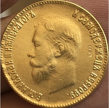 24-K banhado a Ouro 1898-1911 rússia 10 Rublos Moeda de ouro cópia