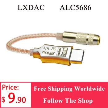 ALC5686 USB Tipo C 3,5 mm DAC fone de ouvido Amplifie Auscultadores Decodificador Digital de áudio AUX Cabo, aparelhagem hi-fi adaptador conversor Android