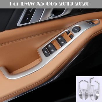 Carro Estilo de Braço Porta do painel de decoração de Cobre Adesivos Guarnição para BMW X5 G05 2019 Janela de Vidro Levantamento de Botões Auto Acessórios