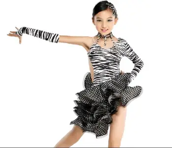 1pcs/muito Sexy Zebra latino, Dança de Salão Vestido de Crianças Meninas de Roupa de Salsa zebra latina, Palco de Dança, Traje