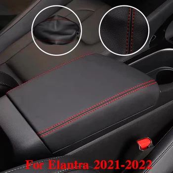 Para Hyundai Elantra 2021 2022 Braço Tampa Da Caixa Do Console De Almofada Superfície Da Capa De Almofada De Apoio A Esteira Superior Do Forro Da Tampa Do Caso Guarnição Linha Vermelha