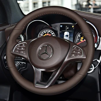 Para a Mercedes-Benz E300L C260L GLC300 GLE S350L DIY personalizado de couro marrom carro especial cobertura de volante