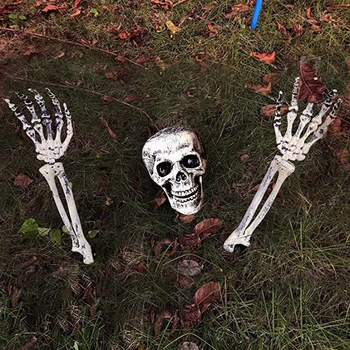 Halloween Realista Esqueleto Atmosfera Decoração Crânio Enfeite de Plástico Realista da Cabeça Crânio Horror Adereços para o Jardim Cemitério