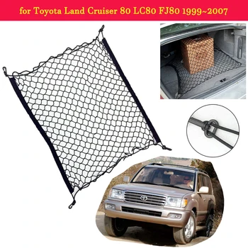 para Toyota Land Cruiser LC80 1999~2007 Tronco de Carro Armazenamento de Bagagem de Carga Organizador Ganchos de Nylon de Malha Elástica Líquido de Acessórios para carros