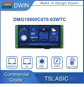 DWIN 7.0 Polegadas 1024*RGB*600 Tela de Toque Capacitivo, IHM Módulo Inteligente, IPS-LCD-TFT, Amplo Ângulo de Visualização - DMG10600C070_03WTC