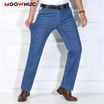 Moda verão Jean Para os Homens de Jeans, Calças Casuais Masculinos 2022 Calça Sweatpant Plus Size Lavado Comprimento Total da Mola Elástica MOOWNUC