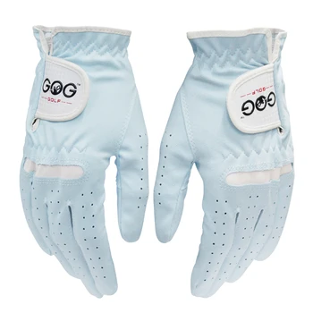 Pack 1 Par de Luvas de Golfe Mulheres Micro Soft Fibra Respirável Azul Anti-deslizamento da Mão Esquerda E Direita de Esportes de Luvas de Mulher