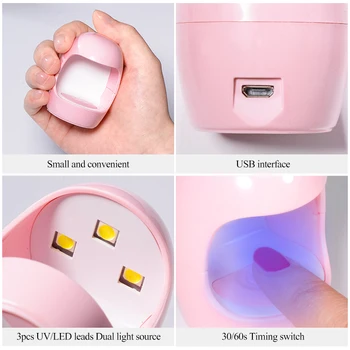 Mini Prego Secador de Lâmpada UV Manicure Máquina Único Unhas Arte Ferramenta de Gel polonês 16W Prego Secador de LED Prego Lâmpada de Ferramentas de Manicure