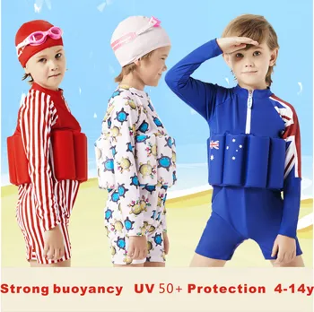 Beverly maiô de crianças crianças de proteção UV roupa de banho flutuante vida, colete de flutuação terno junior swimming suit frete grátis