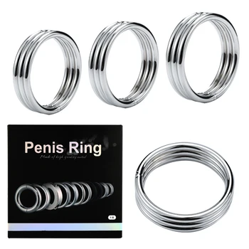 De Aço inoxidável do Anel peniano anéis penianos Pênis Dispositivo de Bloqueio de Ereção Potenciador de Brinquedos Sexuais Para Homens