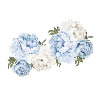 Grande Azul Peônia papel de Parede Flor de Impressão Flores Adesivo de Parede DIY Decalques Sala de Decoração sala de Decoração do quarto de 30*90cm