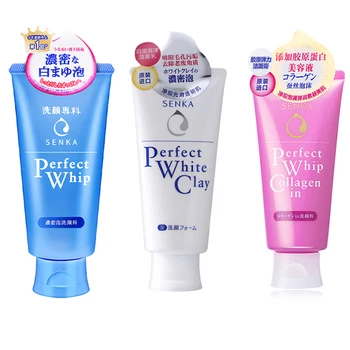 Japão SENKA Perfeito Chicote Facial Origenal Espuma 120g shiseido Nutritivo Colágeno, Ácido Hialurônico Lavar o Rosto Limpador