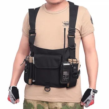 peito de equipamento de Colete Tático Multifuncional de Nylon Rádio Estratégia militar Bolso Com Colete de Bolso No Peito Chamada de Combate a Caça Colete