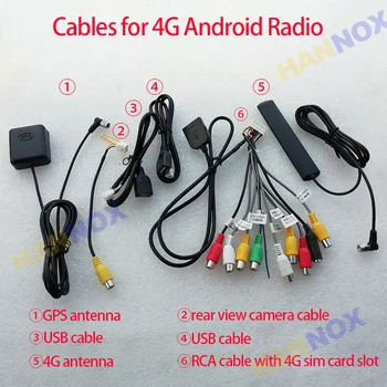 HANNOX Android auto-Rádio Multimédia Player Autoradio DVD, Estéreo Standard de Saída RCA Cabo WIFI 4G SIM Slot Aux Mic Antena GPS