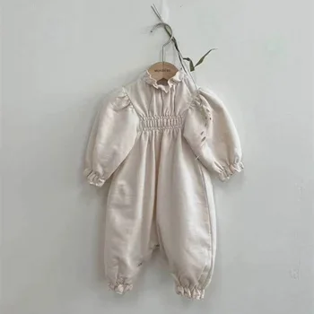 Novo Bebê Menina Vintage Romper do Japão Estilo Infantil Macio de Algodão de Manga comprida Macacão de Recém-nascido Pijama Bebê Casual Home Roupas de 0-24m
