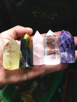 5PCS Natural cristal de quartzo variedade de pedra varinha mágica quadrado apontou chakra re