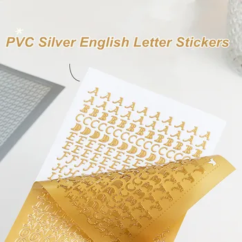 PVC-coreano de Ouro Prata Letra em inglês Adesivos da Cor Impermeável, Durável mão de conta adesivo para Álbuns Fotos de Decoração