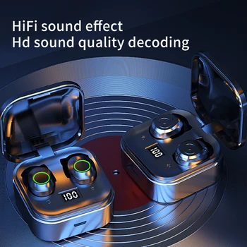 Fones de ouvido Bluetooth TWS sem Fio de Fone de ouvido V5.1 de Esportes Fones de ouvido 9D Estéreo de Fones de ouvido de Baixo Impermeável Caixa de Carregamento Com Microfone