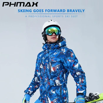 PHMAX Inverno Jaqueta de Esqui Manter Aquecido Desportos de Exterior à prova de Vento Esportes de Neve Jaquetas e Calças Impermeáveis Homens de Patinação Jaqueta de Snowboard