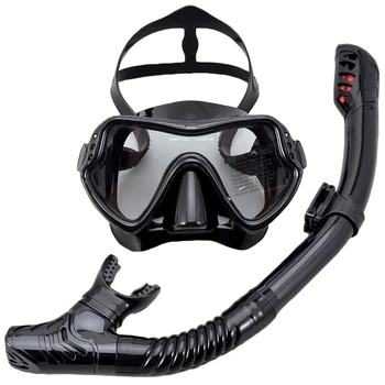 Profissional de Mergulho de máscaras Anti Fog Óculos com Snorkel Óculos de Tubo Ajustável, Alça para Mulheres, Homens, Adultos, Natação Máscara