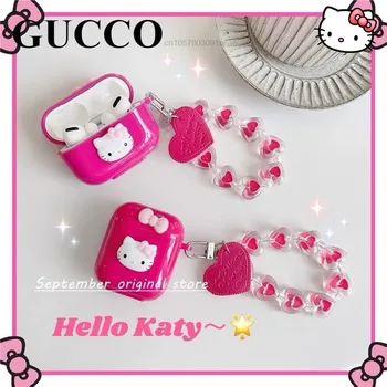Luxo Bonito Sanrio Hello Kitty Airpods 2 Pro 3 Geração De Caixa De Proteção Com Pingente De Fones De Ouvido De Rose Red Shell De Capa Mole De Meninas