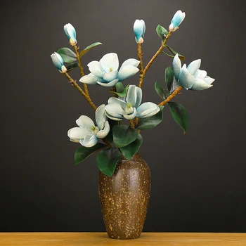 Magnolia Flores Artificiais 2020 NOVAS PU Grande Falso Flor de Pelúcia Fresco Azul Marinho Flores Artificiales De Alta Calidad Decoração