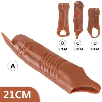 Brinquedo erótico Pênis Extensor de Pénis Anéis de Pau Mangas Masculino retardar a Ejaculação Reutilizáveis Preservativo Produtos para Adultos, Brinquedos do Sexo para Homens
