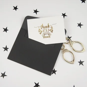 multi-uso 25pcs Mini Cartão de agradecimento de ouro preto envelope Scrapbooking convite de festa de cartões de cartões de visita cartão de visita