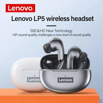 A Lenovo LP5 Mini Fone de ouvido Bluetooth 9D Estéreo Impermeável sem Fio, Fones de ouvido Para o IPhone 13 Xiaomi Fones de ouvido Bluetooth Com Microfone