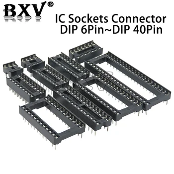 10PCS IC Sockets DIP6 DIP8 DIP14 DIP16 DIP18 DIP20 DIP28 DIP40 BXV Pinos do Conector do Soquete DIP 6 8 14 16 18 20 24 28 40 Pinos