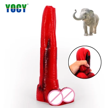 YOCY Longo do G-Ponto de Silicone Vibrador Elefante Textura Massagem Anal Plug anal Colorido Falso Pênis Fanasty Brinquedos