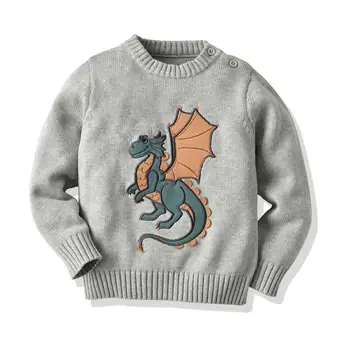2019 o outono e inverno para crianças camisola de dinossauro série - grande dinossauro modelos de roupas infantis 100% algodão cartoon top de malha