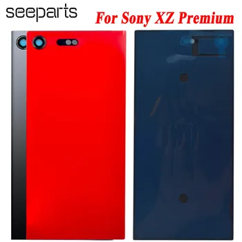 Novo Sony Xperia XZ Premium da caixa de Volta Vidro Traseiro Tampa da Bateria Porta de Habitação Caso de Substituição de Peças XZP G8141 Tampa Traseira
