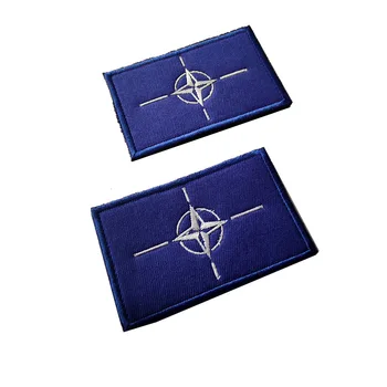 OTAN Bandeira da OTAN Patches Embroideried Gancho Manchas de Roupas Tático Militar Emblema do Bordado a Braçadeira de capitão da Mochila, Adesivos