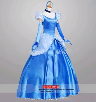 Azul Princesa vestidos de festa de Halloween Adultos cosplay, festa a fantasia de fada da Cinderela, pano de show no palco vestido de