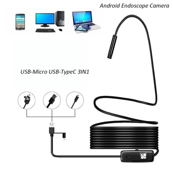 5,5 mm Lente para Mini Câmera Android USB Cobra Endoscópio Câmara com 6 Luzes Led Impermeável Endoscópio para Reparação de Automóveis da Inspeção da Tubulação
