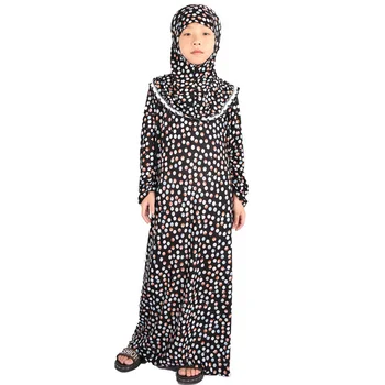 Caixa De Estore Vestido De Enviar Aleatoriamente Meninas Muçulmanas De Vestir O Hijab Ramadã Define Árabe Crianças Dubai Véu Longo Manto Islâmica Vestido De Festa