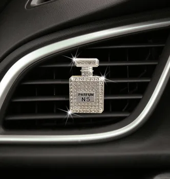 Diamante Frasco de Perfume de Decoração para o Carro de Ventilação de Ar Clipe Ambientador No Auto de Decoração de Interiores de Automóveis Difusor de Aroma de Acessórios para carros