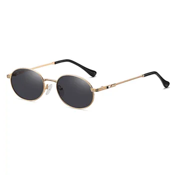 Nova Moda de Pequenos Óculos de sol de Marca de Luxo Designer Mulheres Homens Metal Retro Oval óculos de Sol UV400 Tons de Óculos de Oculos de sol