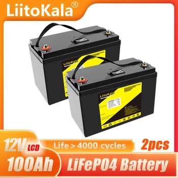 LiitoKala LifePo4 Bateria De 12,8 V 100AH DIY 24V, 36V Recarregável de Lítio de Fosfato de Ferro de Célula Solar de Ferramentas com BMS de Compilação