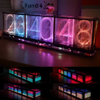 [Nova】Tamanho Grande Clássico Analógico Brilho do Tubo da área de Trabalho Relógio Música Analisador de Espectro de Cor Completa de LED Rainbow Kit DIY