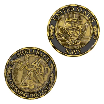 Da Marinha dos EUA Moeda Shellback Cruzar A Linha de Souvenirs Colecionáveis Presente Banhado Militar Moeda Moeda Comemorativa